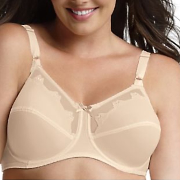 BALI womens style 0180 cream underwire flower bra 42DD - Picture 1 of 6